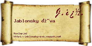 Jablonsky Éva névjegykártya